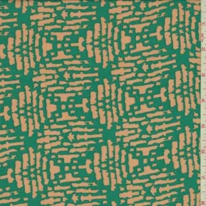 3 5/8 YD PC-Teal Green/Camel Diamond Georgette Fabric