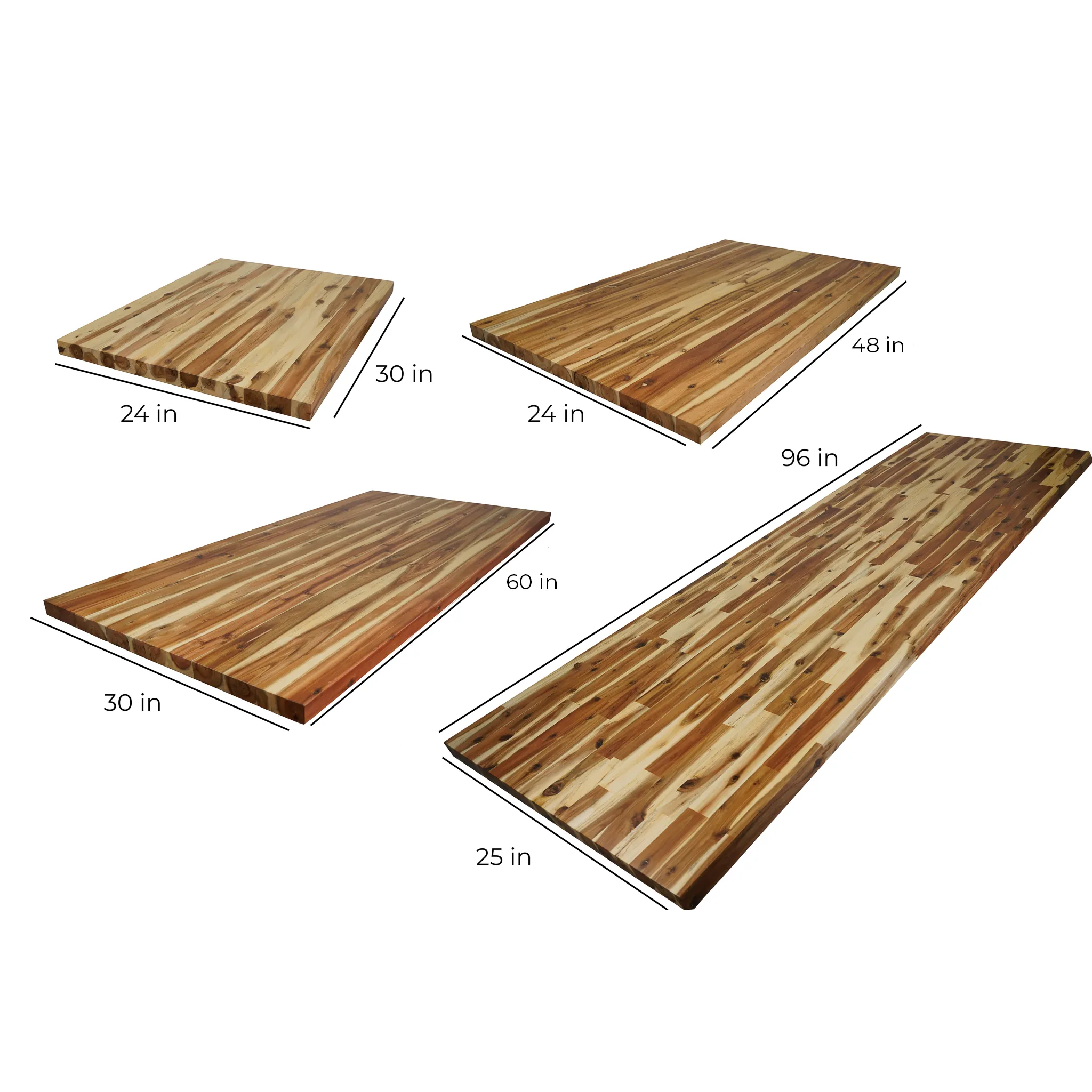 30, 42, 48,  60 and 96 inch Long 1.5 Inch Thick Edge Grain Butcher Block Counter Top