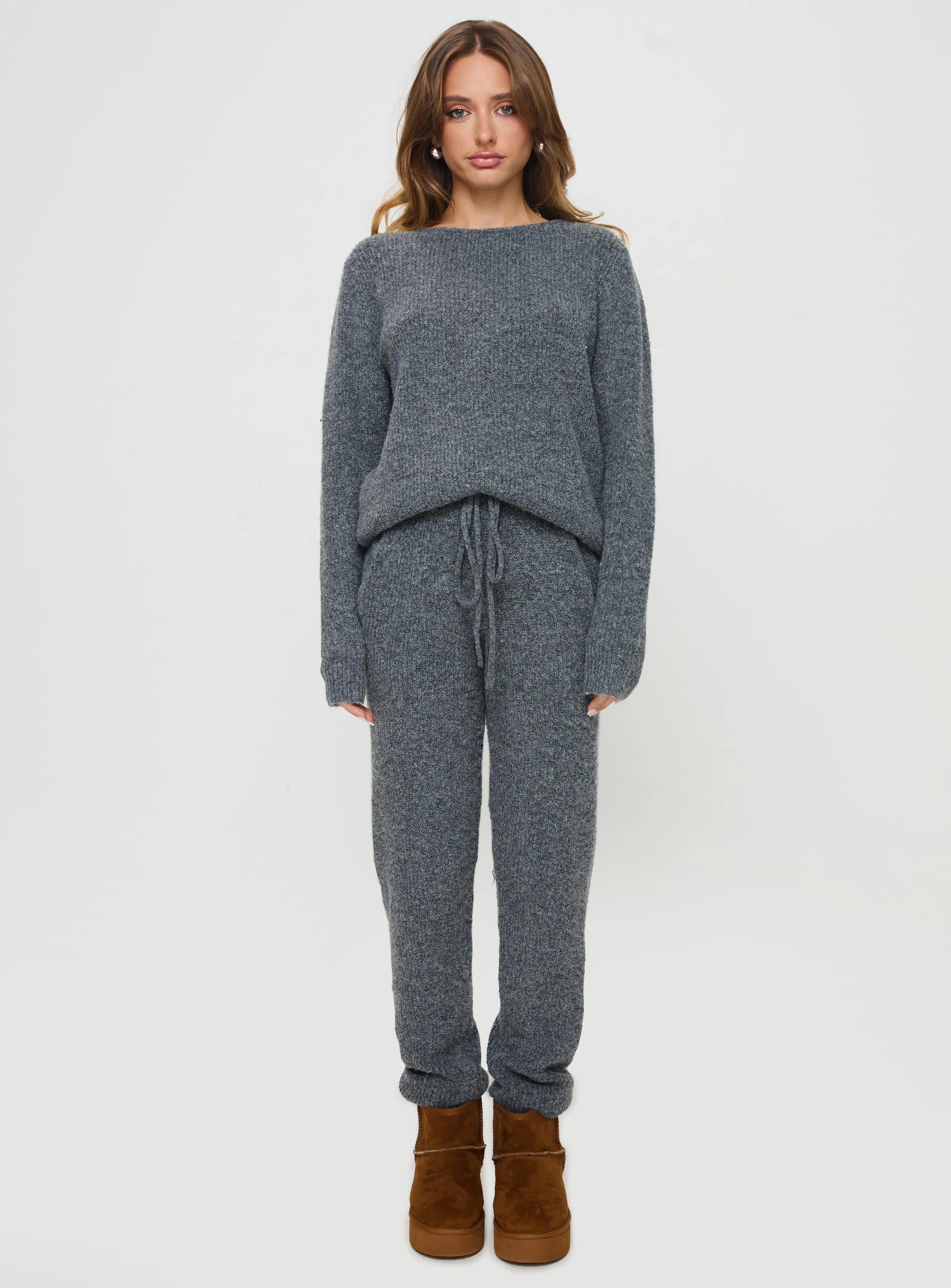 Abrams Rib Knit Pants Charcoal Marle