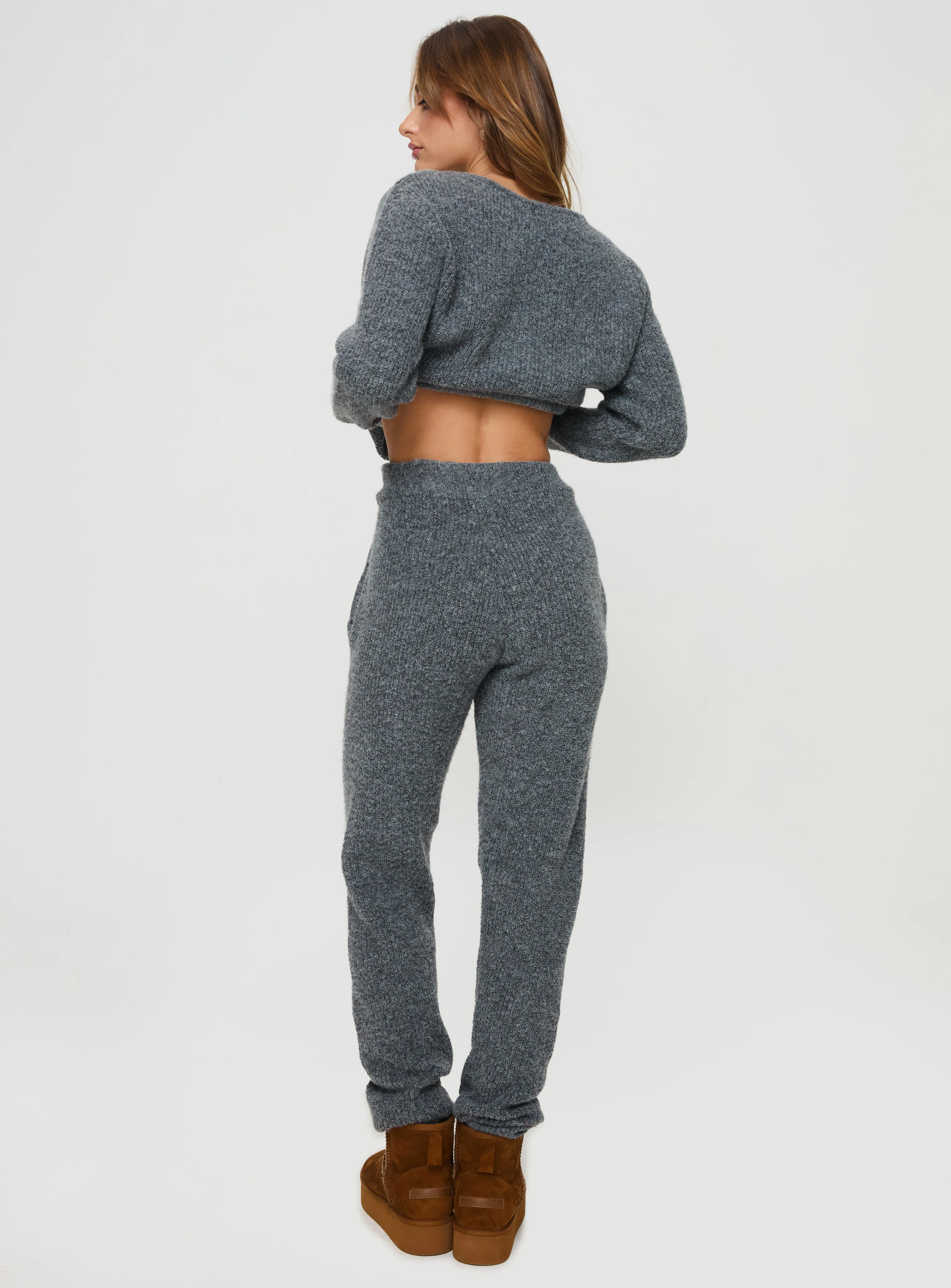 Abrams Rib Knit Pants Charcoal Marle