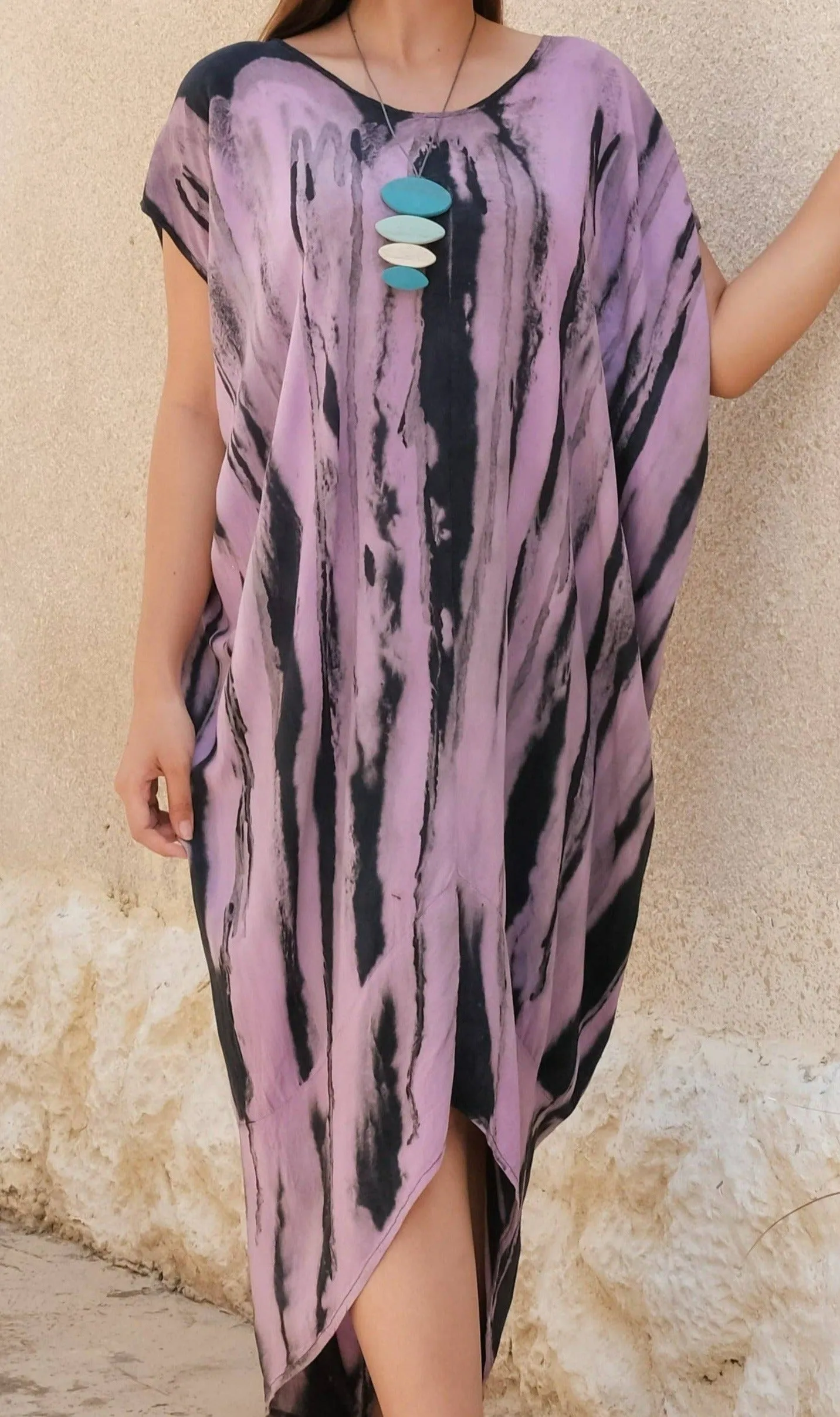 Abstract Tie Dye Design Kaftan Dress Sale