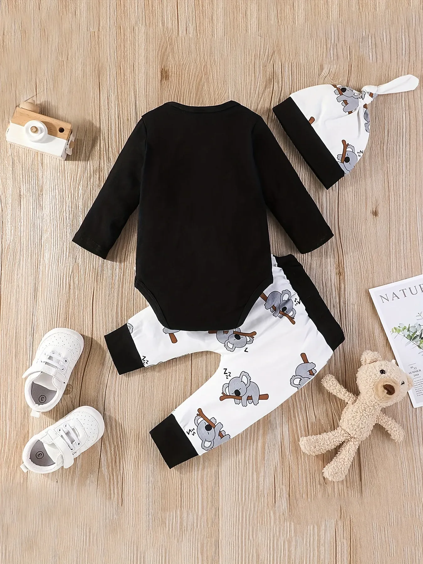 Adorable Koala Printed Baby Outfit Set with Matching Hat