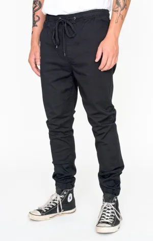 Afends Mens Hammerpants - Black - Full Elastic Drill Beach Pant