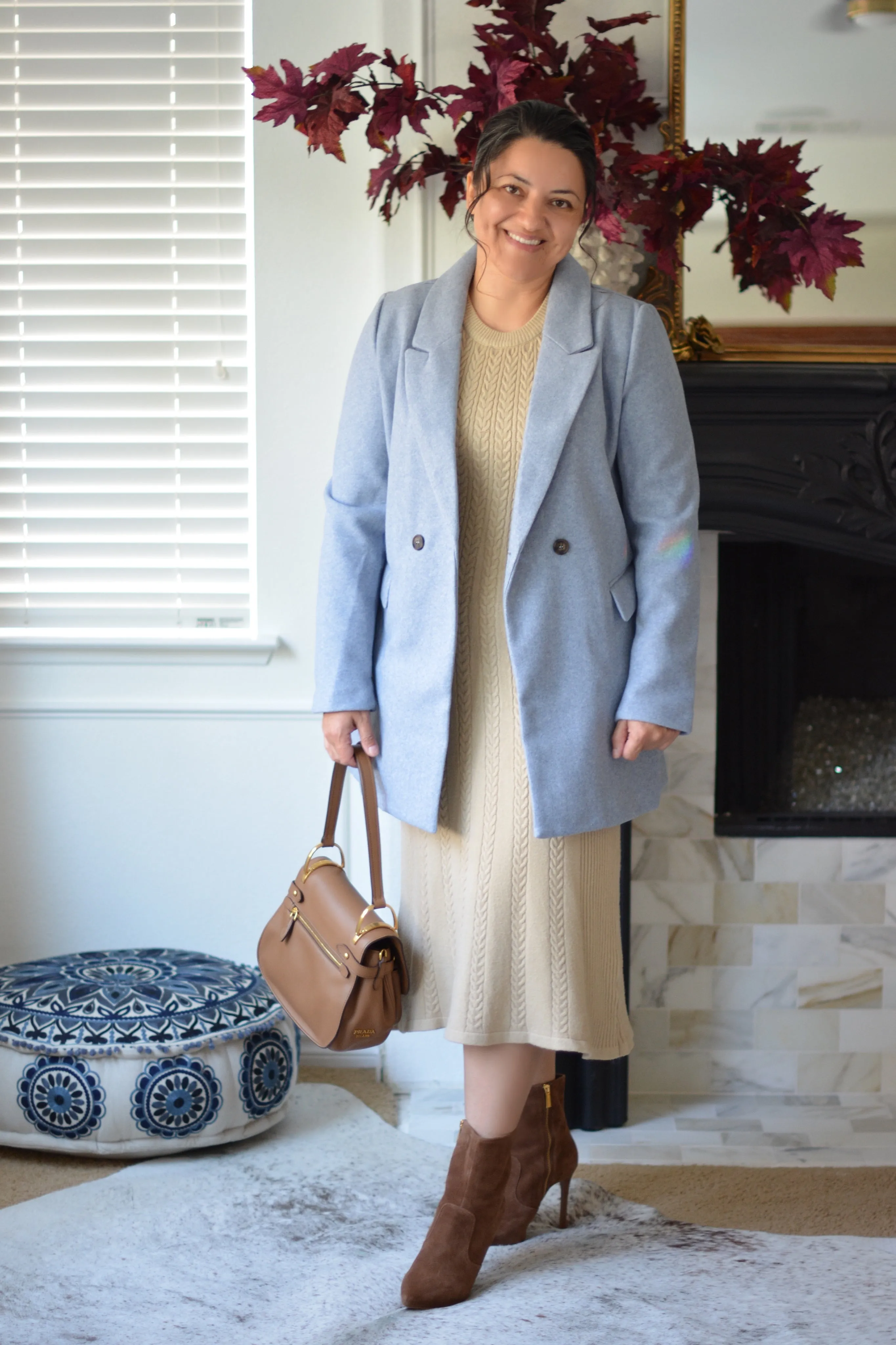 Ali Dusty Blue Button Coat