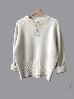 Autumn Winter Women Knitted Sweater Pullovers Female Jumper Warm Beige Light Coffee O-neck Basic Sweaters Tops 7 Colors