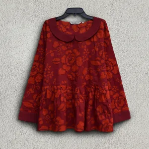 AVNI Printed Soft Cotton Hand Embroidered Peplum Top: Made to Order/Customizable