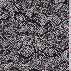 Black/Grey/White Snakeskin Jersey Knit Fabric