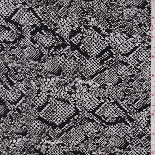 Black/Grey/White Snakeskin Jersey Knit Fabric