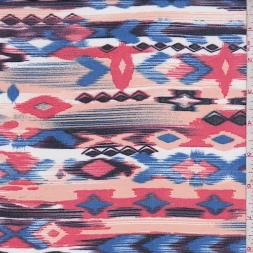 Blush/Periwinkle Ikat Aztec Georgette Fabric