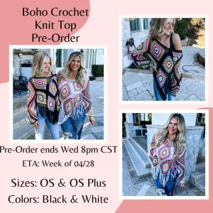 Boho Crochet Knit Top Pre-Order