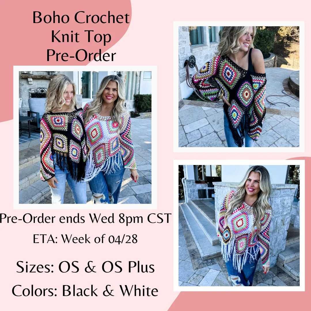 Boho Crochet Knit Top Pre-Order