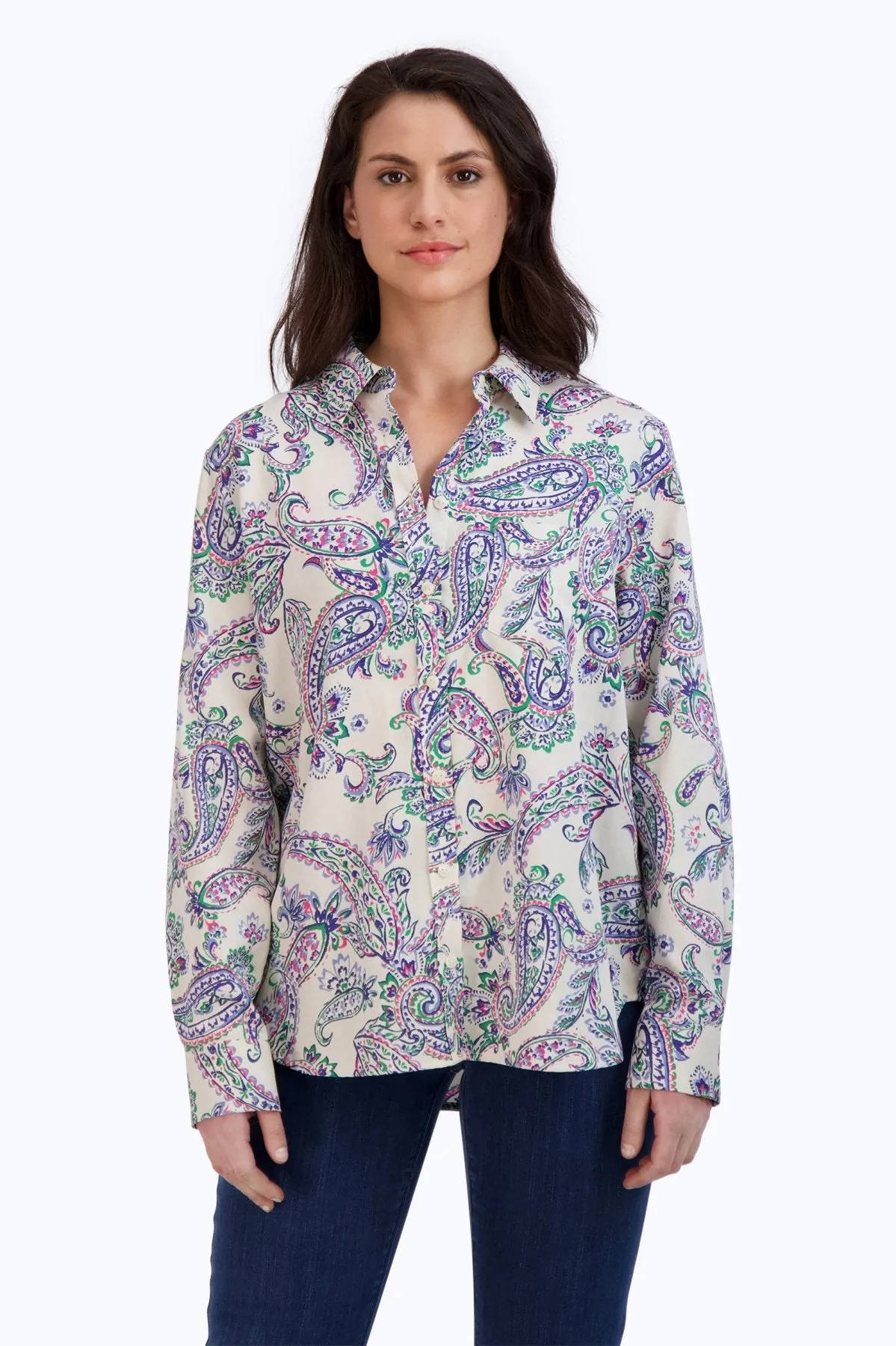 Boyfriend No Iron Paisley Tunic