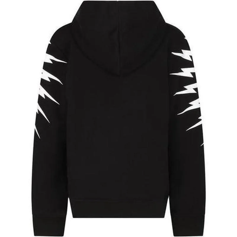 Boys Black Circle Bolt Hooded Sweatshirt