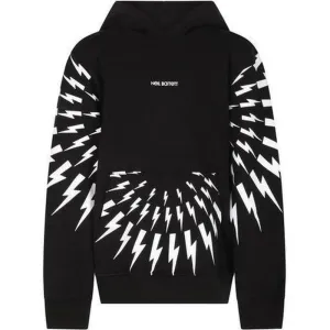 Boys Black Circle Bolt Hooded Sweatshirt