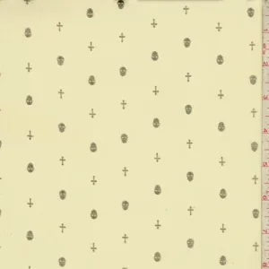 Cashew/Gold Mini Skull/Cross Georgette Fabric