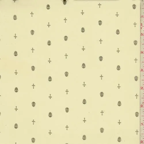 Cashew/Gold Mini Skull/Cross Georgette Fabric