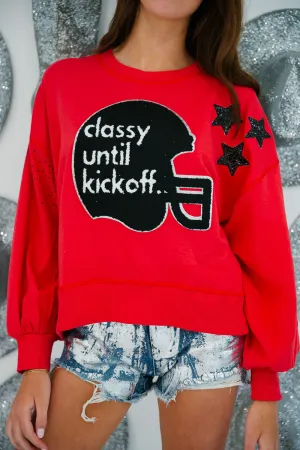 CLASSY UNTIL KICKOFF HELMET STAR RED PULLOVER