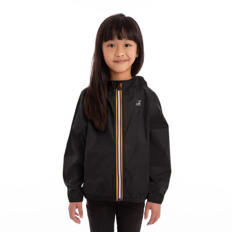 Claude - Kids Packable Full Zip Rain Jacket in Black