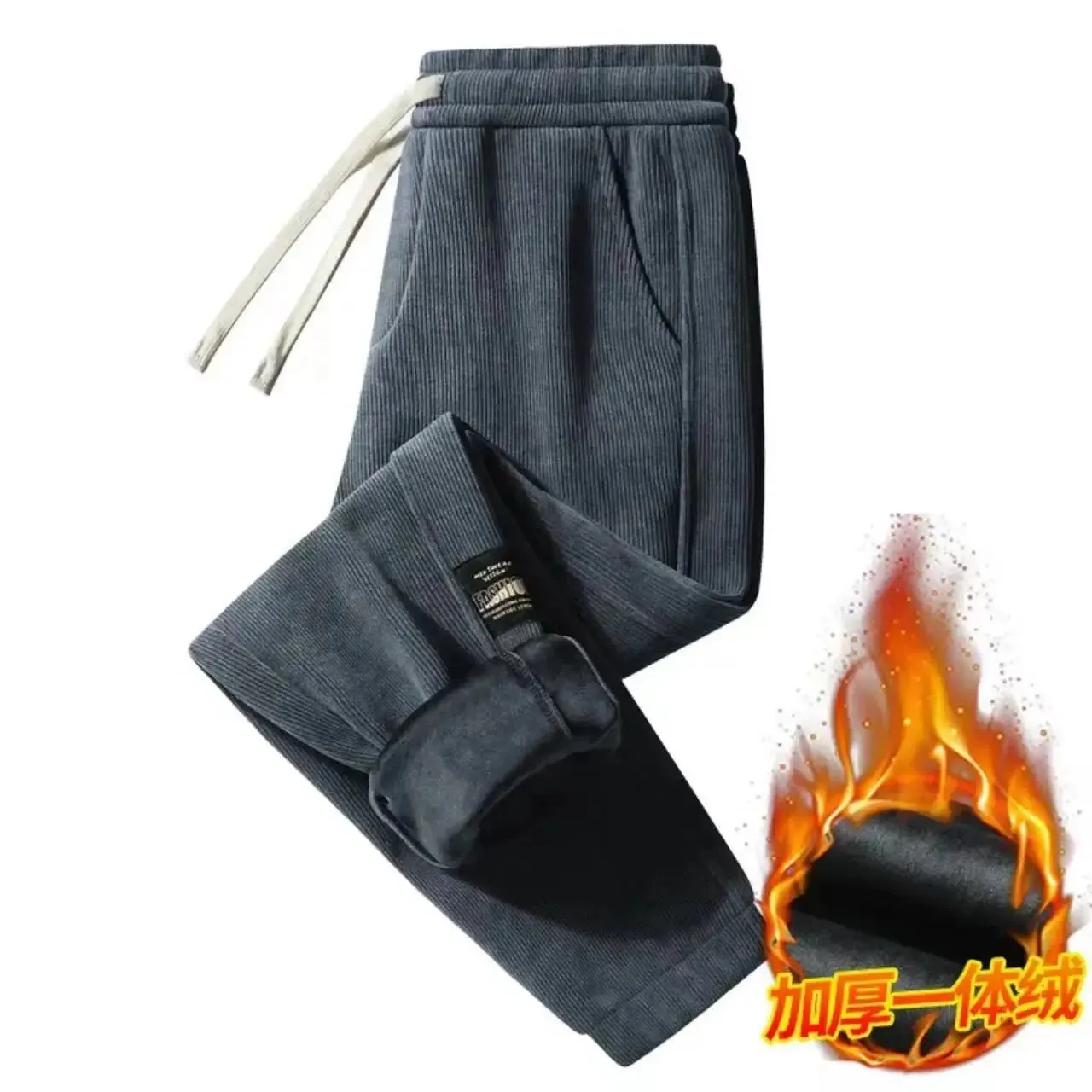 Corduroy Men's Thick Casual Pants Outdoor Warm Fashionable Stretch Sports Pants Joggers Comfortable Bound Feet Sweatpants