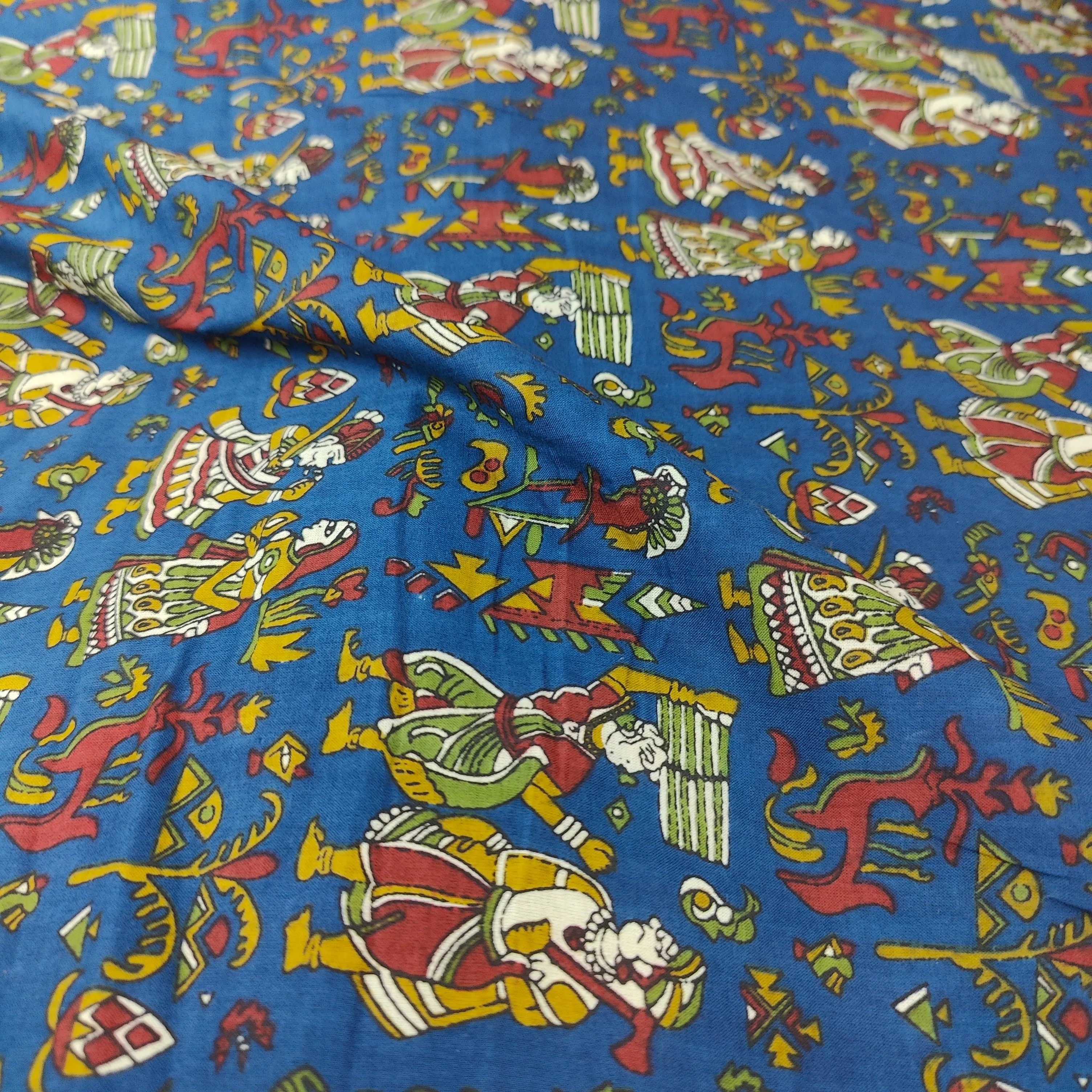 Cotton cambric 44 inches width- Blue Folklore Fabric per meter