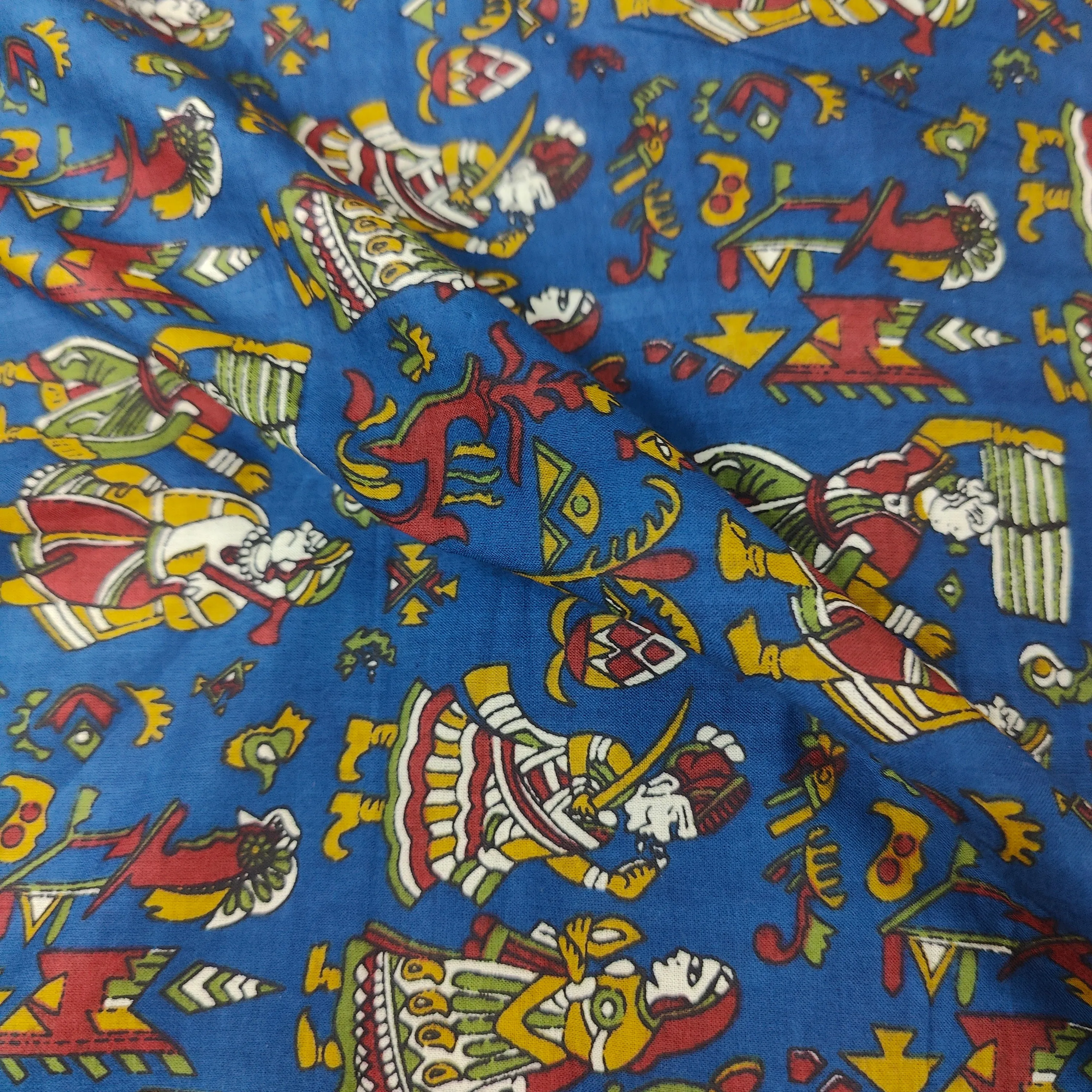 Cotton cambric 44 inches width- Blue Folklore Fabric per meter