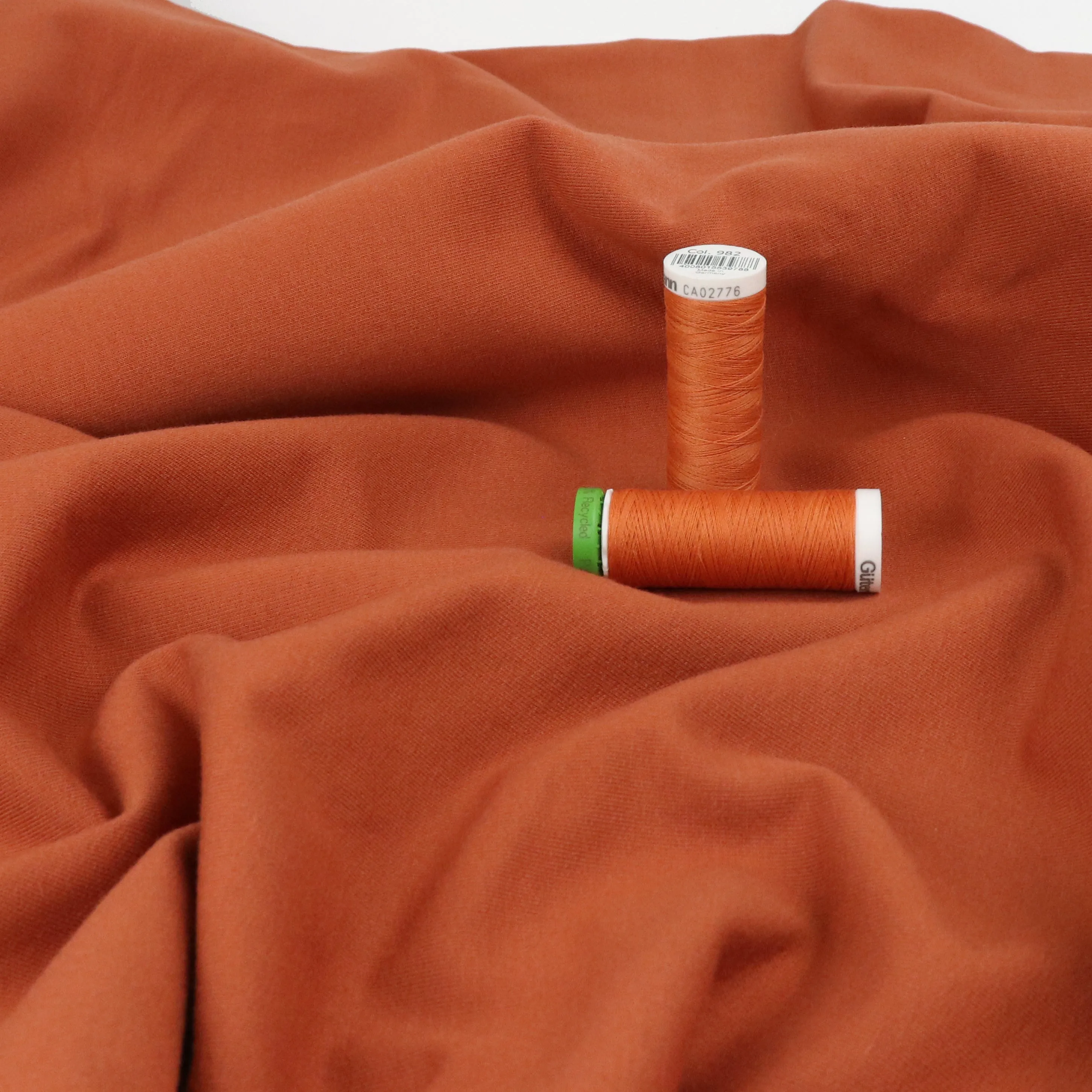 Cotton Sweatshirt Brushed Jersey - Rust Orange