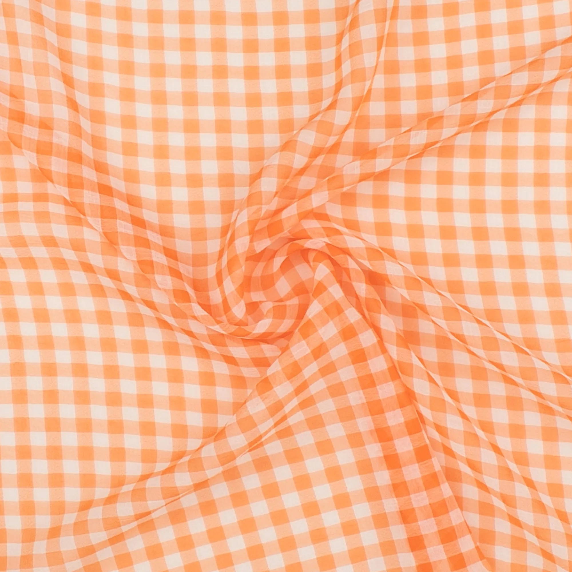 Crepe Chiffon - DAISY - Medium Checks - Orange