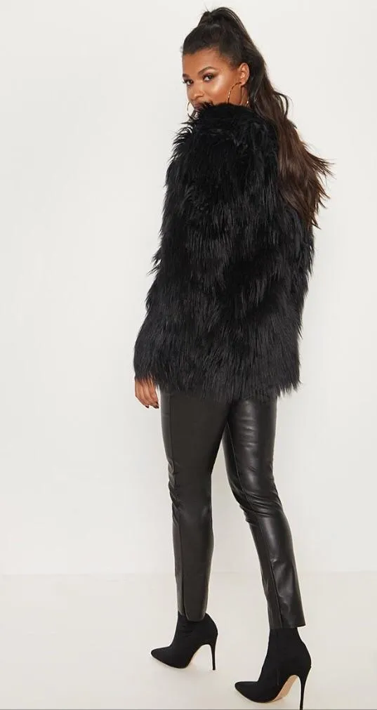 DAISY BLACK SHAGGY FAUX FUR F01