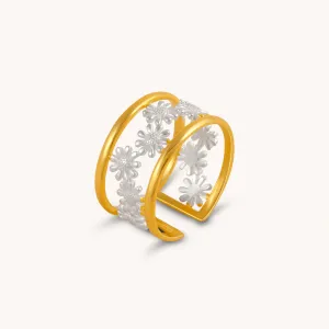 Daisy Gold Adjustable Ring