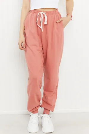 Drawstring Waist Joggers in Ash Rose