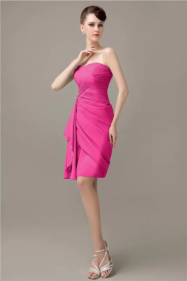 Elegant Sweetheart Chiffon Backless Sheath Bridesmaid Dresses