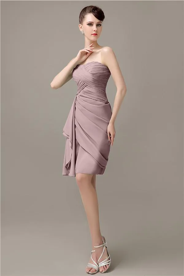 Elegant Sweetheart Chiffon Backless Sheath Bridesmaid Dresses