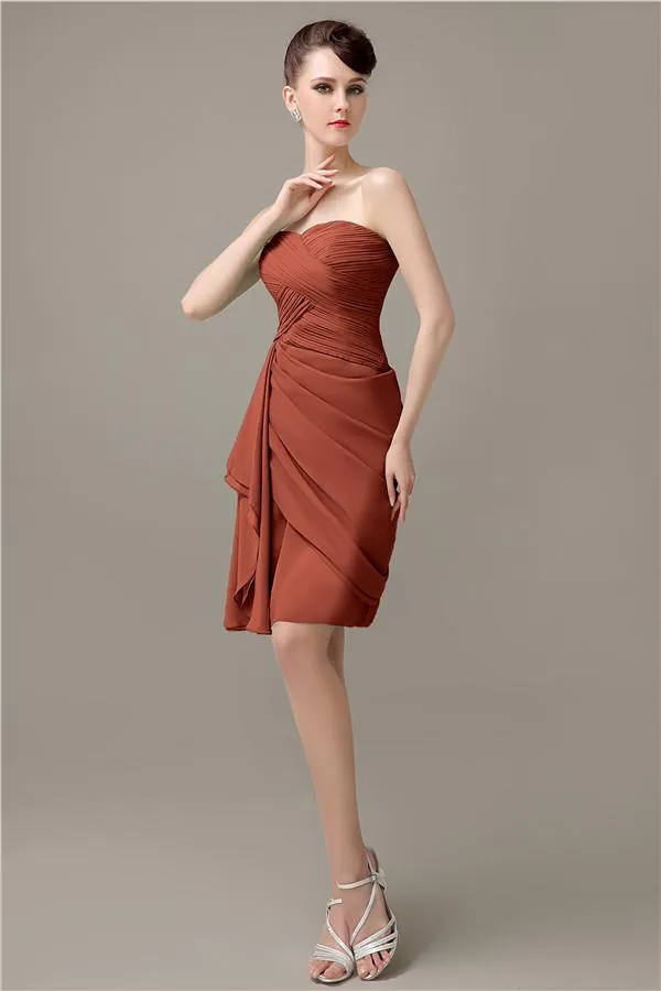 Elegant Sweetheart Chiffon Backless Sheath Bridesmaid Dresses