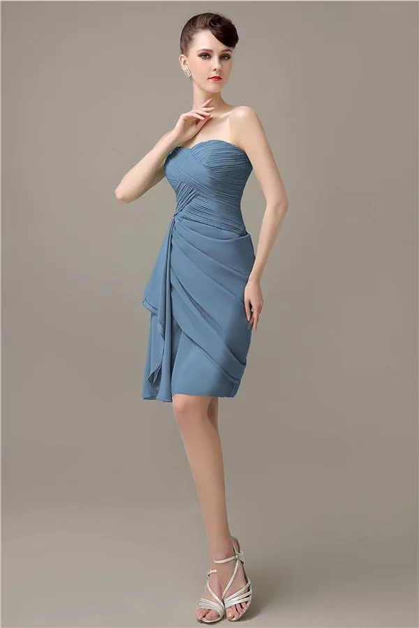 Elegant Sweetheart Chiffon Backless Sheath Bridesmaid Dresses