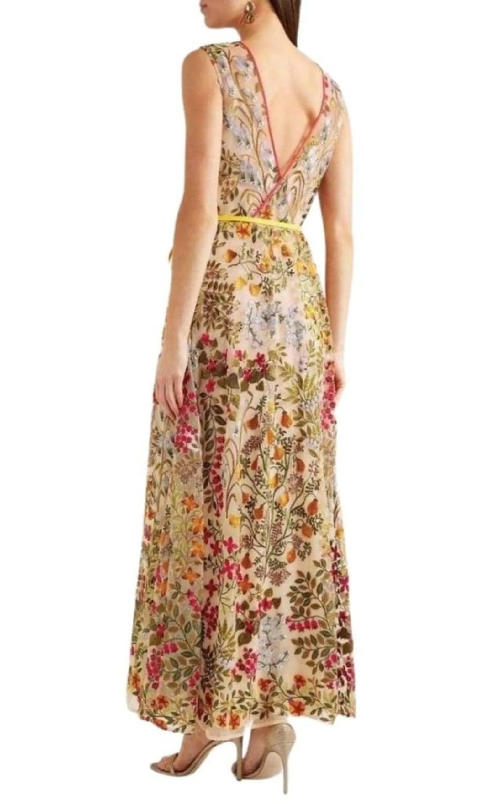 Embroidered Tulle Maxi Dress