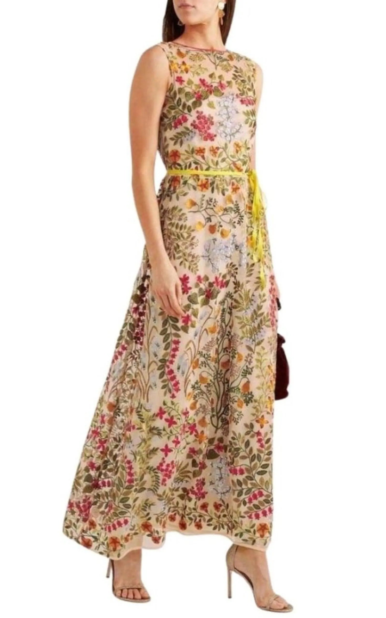 Embroidered Tulle Maxi Dress