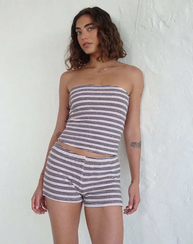 Eunia Micro Shorts in Mauve, Dark Grey and Ivory Stripe