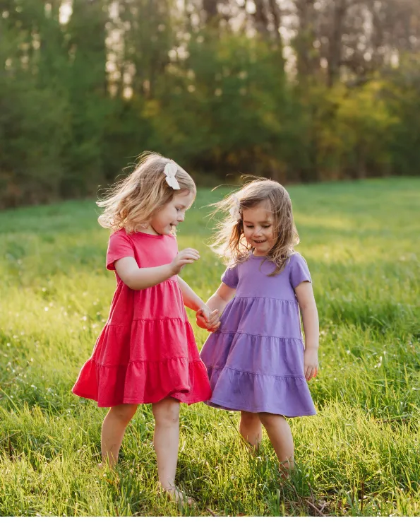 Girls Soft Cotton Jersey Short Sleeve Tiered Dress | Turquoise