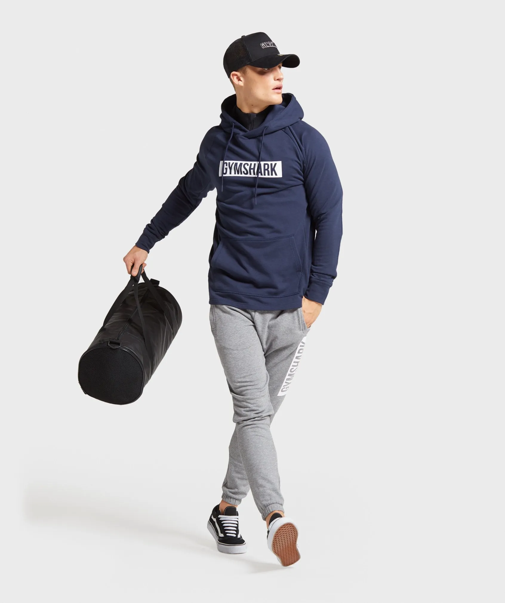 Gymshark Block Hoodie - Dark Blue/White