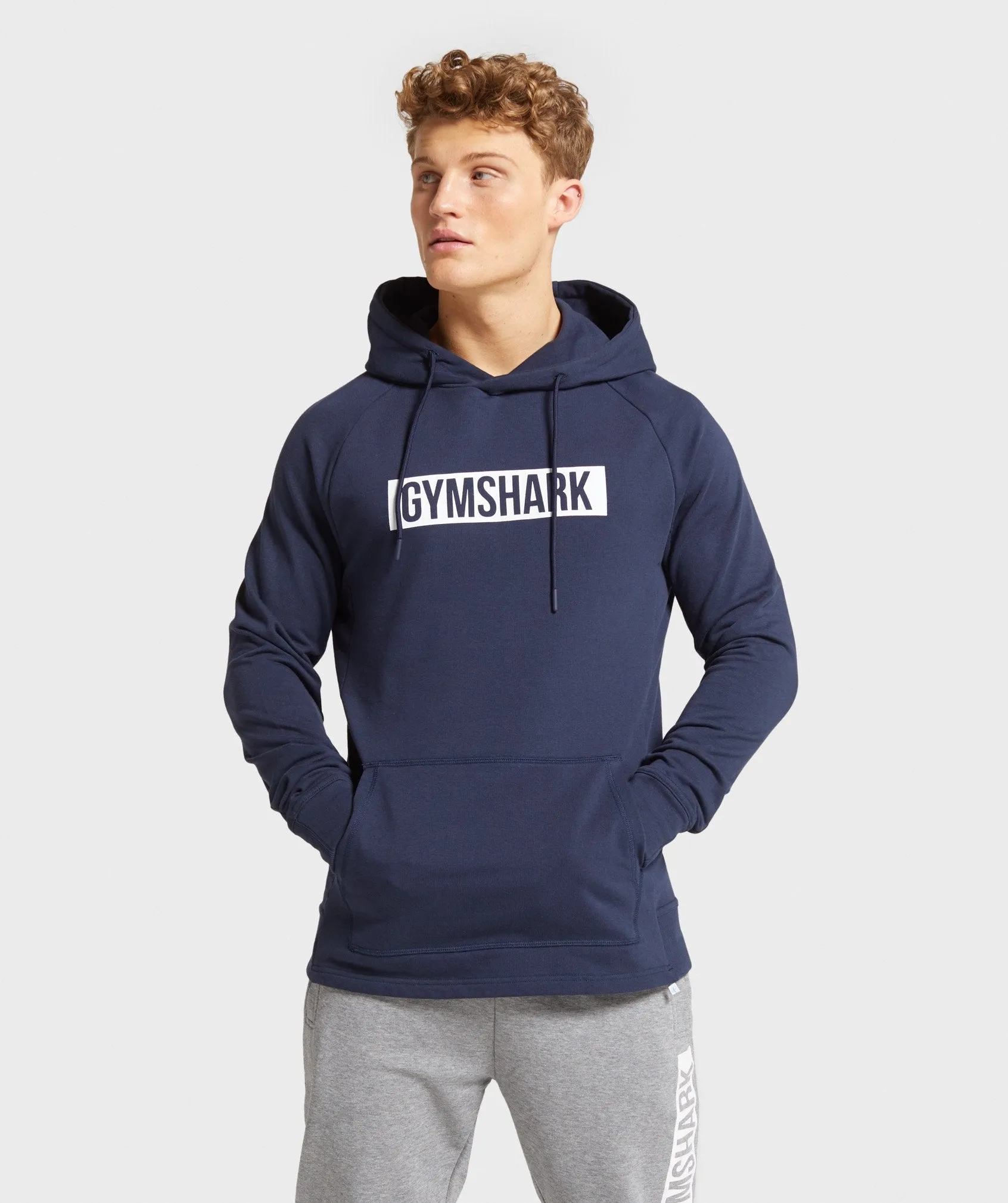 Gymshark Block Hoodie - Dark Blue/White