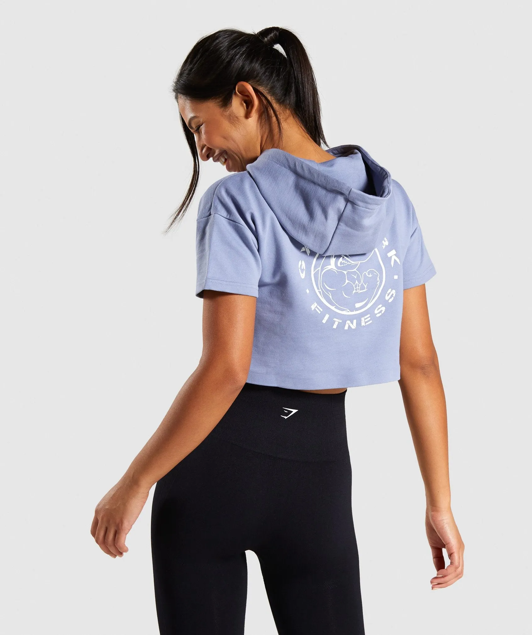 Gymshark Legacy Fitness Short Sleeve Hoodie - Slate Blue