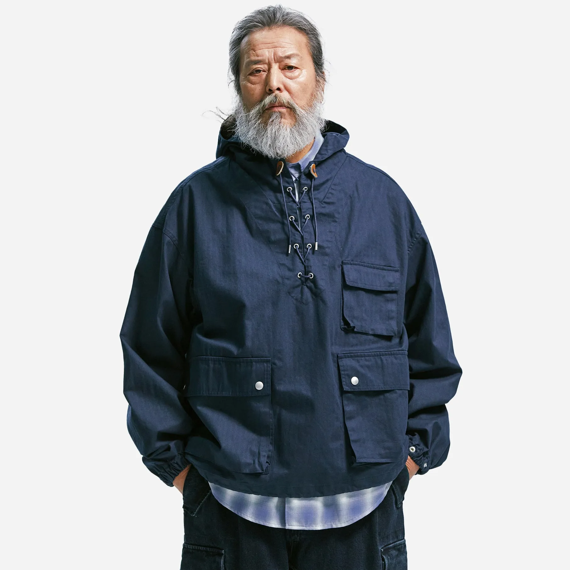 HBT USN POP OVER ANORAK PARKA JACKET - NAVY