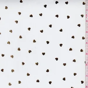 Ivory/Gold Mini Heart Georgette Fabric