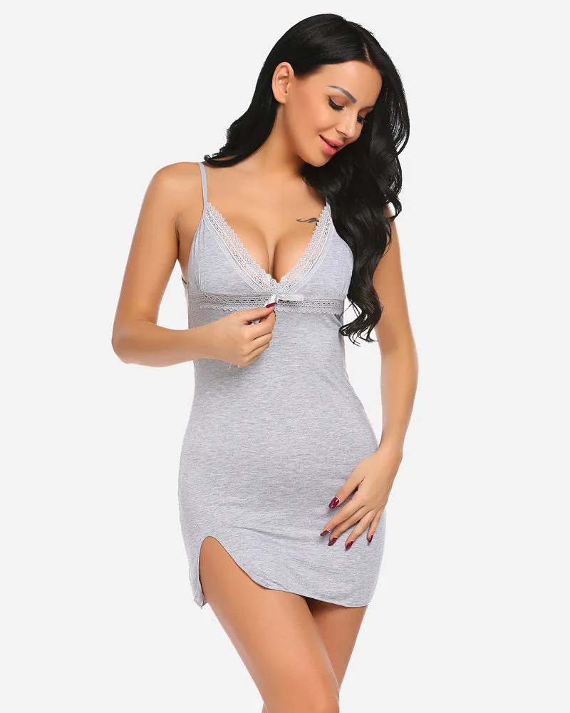 Lingerie Nightgown V-Neck Slip Chemise