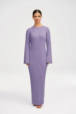 Melanie Ribbed Knit Maxi Dress - Lavender