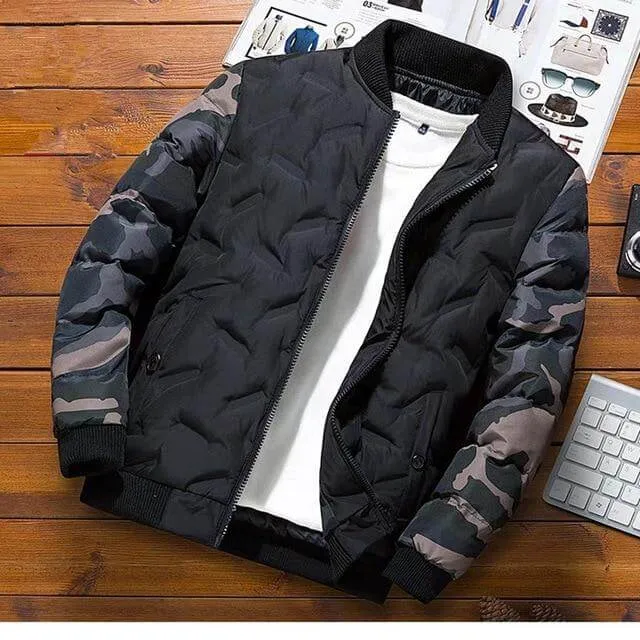 Men Slim Fit Camouflage Coat