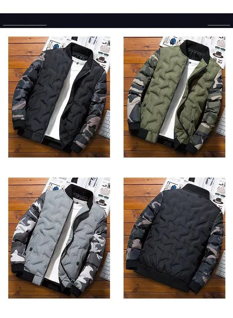 Men Slim Fit Camouflage Coat