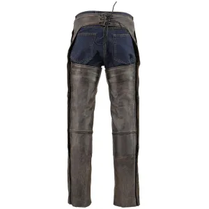 Milwaukee Leather Chaps for Men's Distressed Brown Leather Snap Out