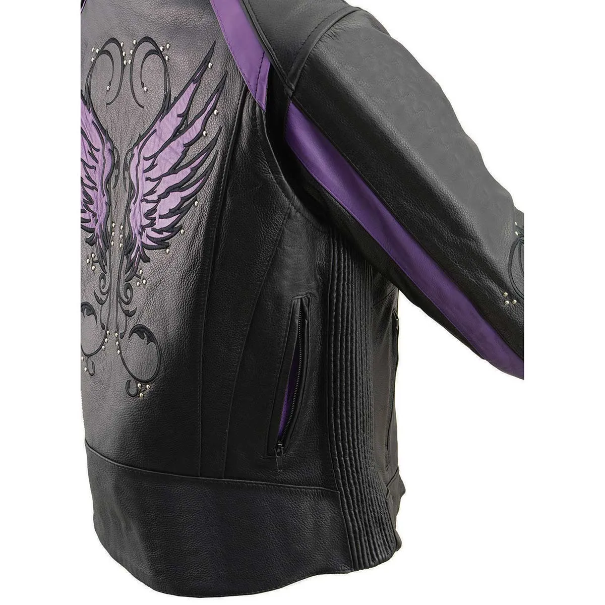 Milwaukee Leather ML1952 Women's Black and Purple Embroidered and Stud