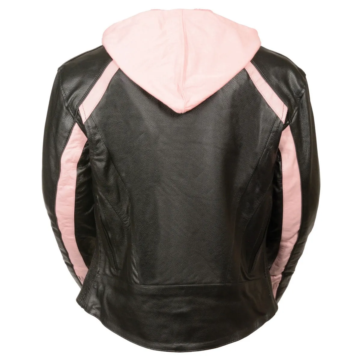 Milwaukee Leather SH1951 Women's Black and Pink Striped Leather Jacket